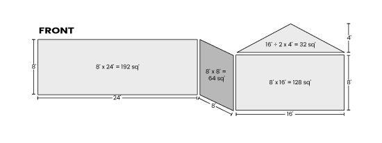 House elevation front with measurements