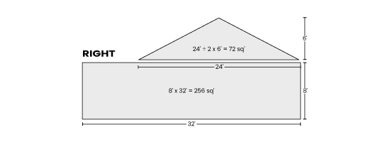 House elevation right with measurements