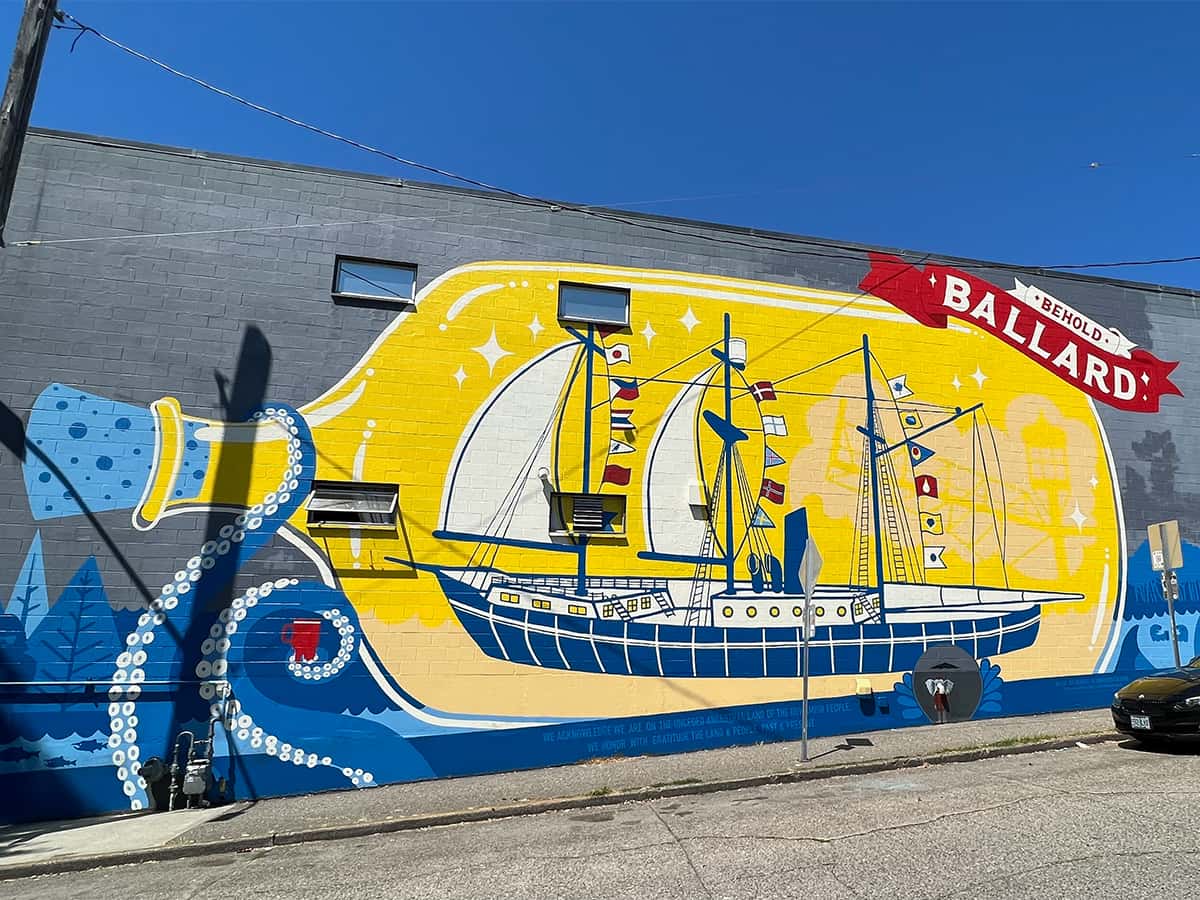 Picture of Mural by Jen Vickers in downtown Ballard