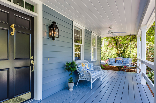 Picture of a front porch sided with James Hardie siding